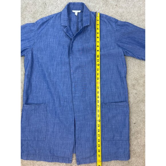 Eileen Fisher Blue Open Front Long Cardigan Jacket S/P Cotton Tencel Lagenlook - Picture 10 of 13
